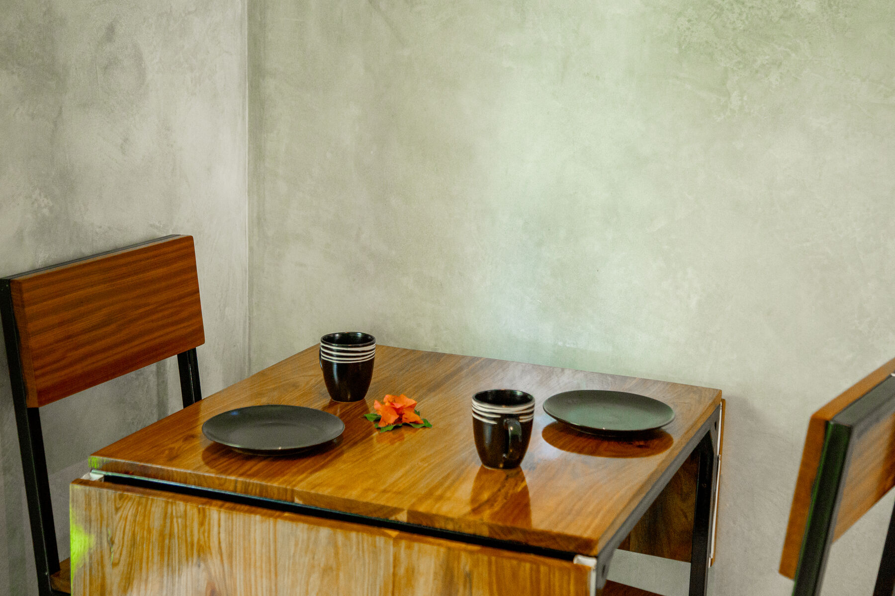 Wooden dining table set for two